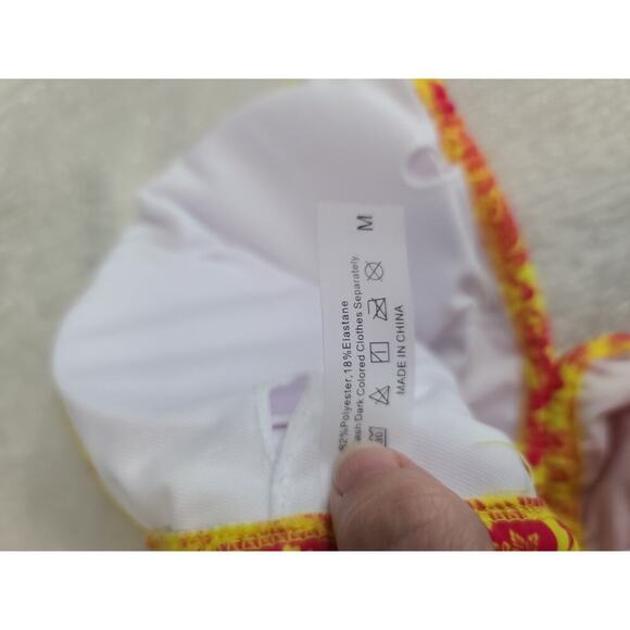 Pink & butter Yellow paisley boho one piece swimsuit Size Med Beachy Resort Wear - Picture 9 of 9